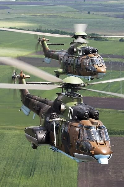Pair of Bulgarian Air Force Eurocopter AS532 AL Cougar helicopters