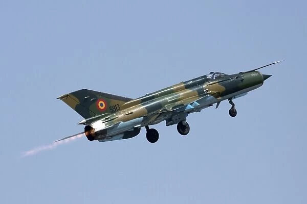 Romanian Air Force MiG-21 Lancer with afterburner, Romania
