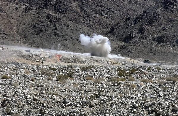 A round from an AT-4 small rocket launcher impacts on Range 400