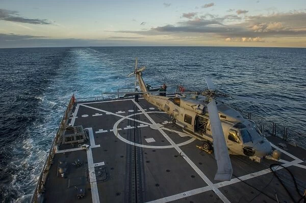 Sailors make final preparations for flight operations aboard USS Truxtun