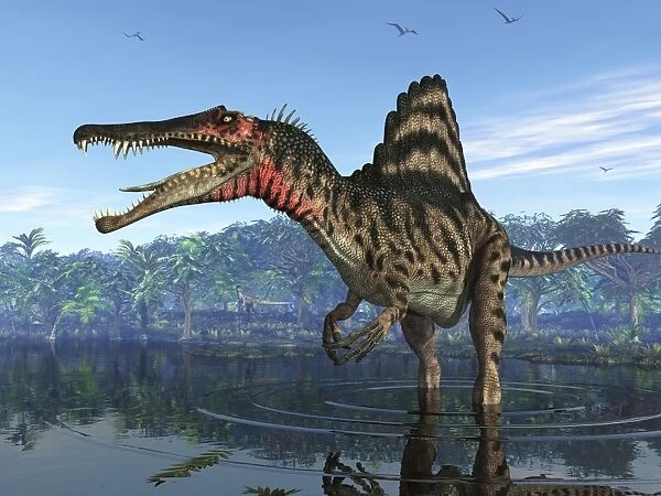 A Spinosaurus searches for its next meal