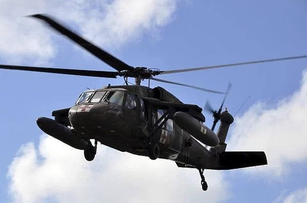 A UH-60 Black Hawk helicopter taking off