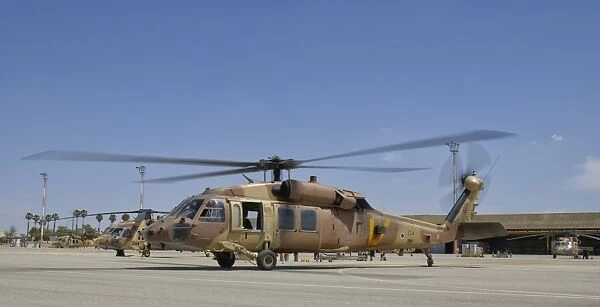 A UH-60 Black Hawk Yanshuf of the Israeli Air Force at Hatzerim Air Base, Israel
