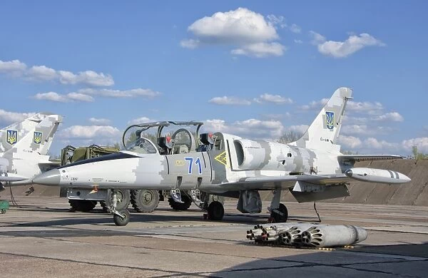 Ukrainian Air Force L-39 jet trainer at Lutsk Air Base, Ukraine