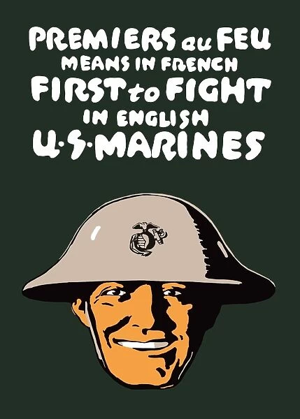 Vintage World War One poster of a smiling Marine