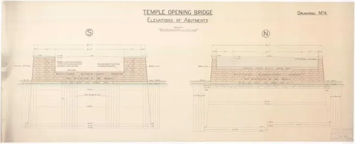 Framed Print : Temple Opening Bridge Print, Elevation and Abutment Plan Framed Print : Temple Opening Bridge Print, Elevation and Abutment Plan