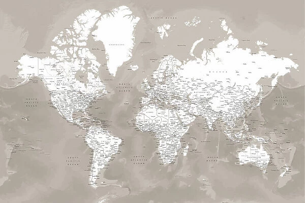 Detailed world map with cities, Orien