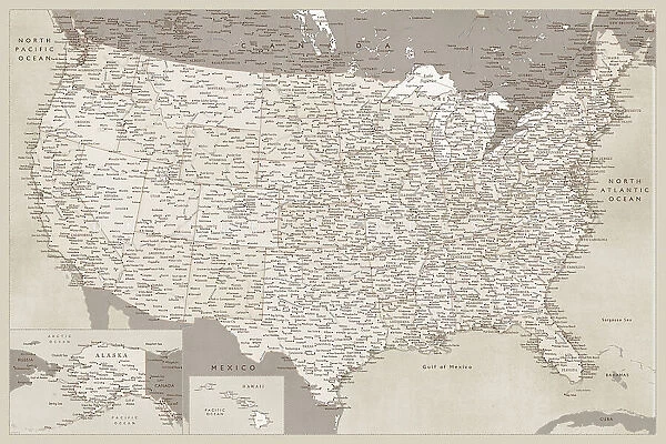 Highly detailed map of the United States, Gentry