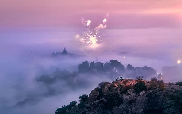 Misty Morning and Fireworks in Toledo City - Spain