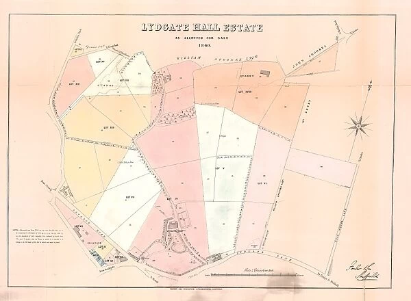 Plan of Lydgate Hall Estate as allotted for sale, 1860