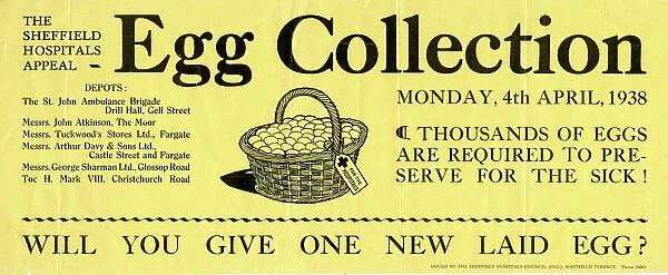 Sheffield Hospitals Appeal egg collection poster, 1938
