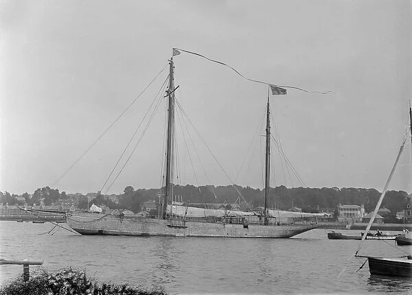 The 118 foot ketch Fidra at anchor, 1922. Creator: Kirk & Sons of Cowes
