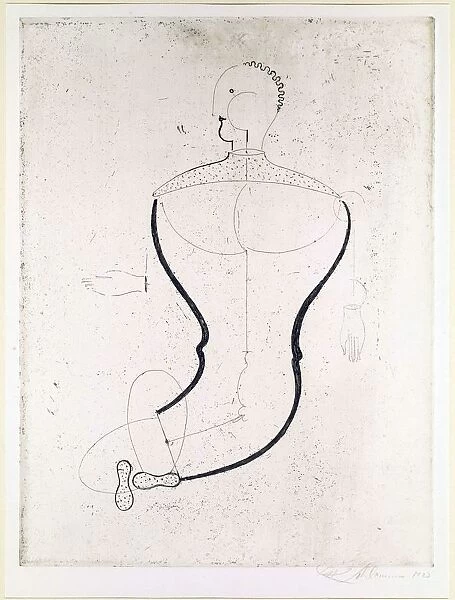Abstract figure to the left, 1923. Creator: Schlemmer, Oskar (1888-1943)