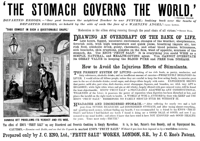 Framed Print : Print of Eno's Fruit Salt Advertisement, 1898