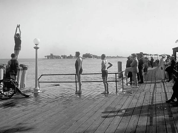 Afternoon plunge, Ste. Claire (i.e. Saint Clair) Flats, Mich. between 1900 and 1920. Creator: Unknown