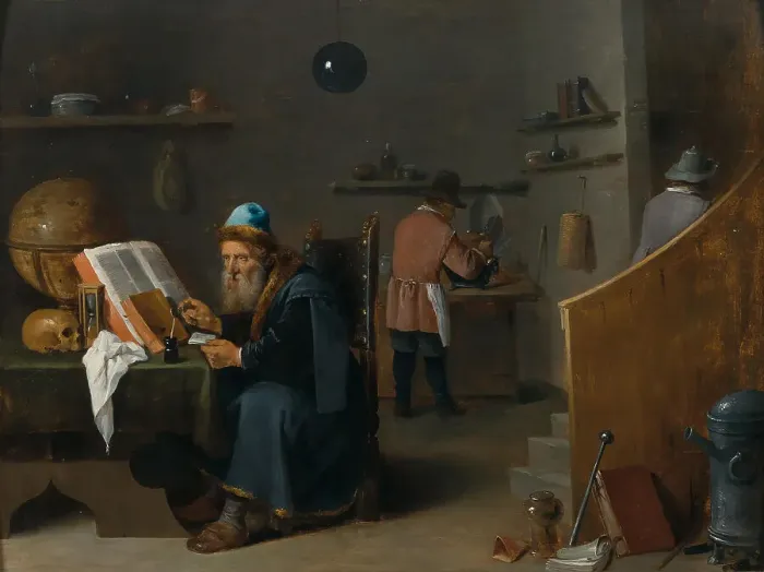 Framed Print : Alchemist in his workshop Print Framed Print : Alchemist in his workshop Print