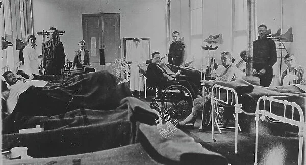 American wounded in base hospital, France, 1917 or 1918. Creator: Bain News Service