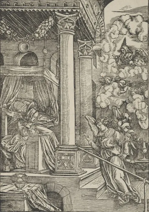 Framed Print : Hans Schaufelein the Elder's The Annunciation Print Framed Print : Hans Schaufelein the Elder's The Annunciation Print