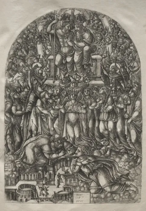 Framed Print : A print of an innumerable multitude standing before a throne