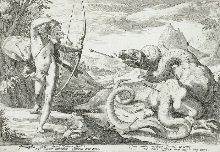 Framed Print : Apollo Killing the Python, 1589 Print