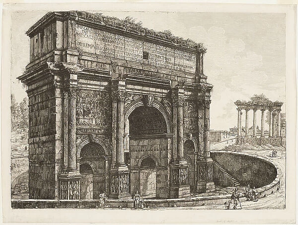 The Arch of Septimus Severus, 1820. Creator: Luigi Rossini