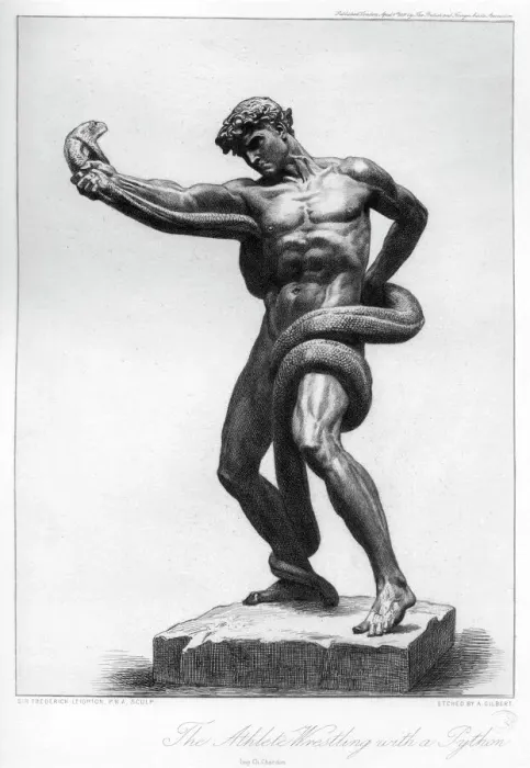 Framed Print : The Athlete Wrestling with a Python Print, c1880-1882 Framed Print : The Athlete Wrestling with a Python Print, c1880-1882