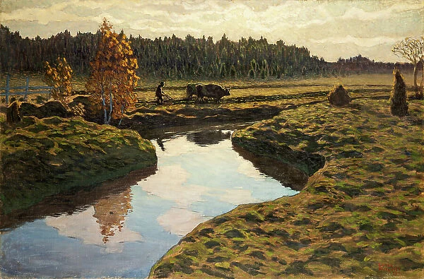 Autumn Ploughing in the Marshland, 1911. Creator: Almqvist, Ester (1869-1934)