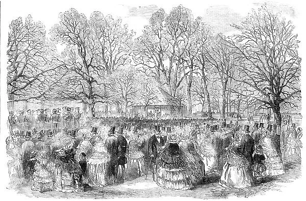The Band of the Royal Horse-Guards, Blue Playing in Kensington-Gardens, 1856. Creator: Unknown