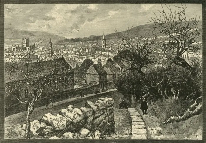 Framed Print : Lithograph Print of Bath from Beechen Cliff Framed Print : Lithograph Print of Bath from Beechen Cliff