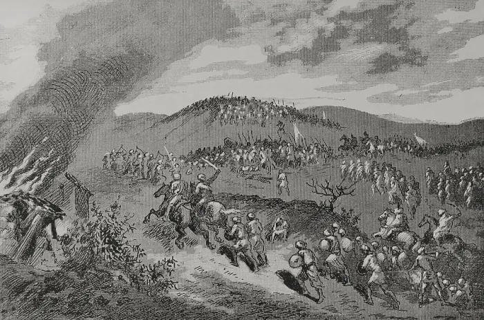 Framed Print : Print of the Battle of Calatanazor, a 19th-century depiction Framed Print : Print of the Battle of Calatanazor, a 19th-century depiction