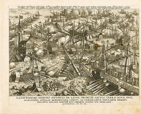 The Battle of Lepanto on 7 October 1571, ca 1578. Artist: Stradanus (Straet, van der), Johannes (1523-1605)
