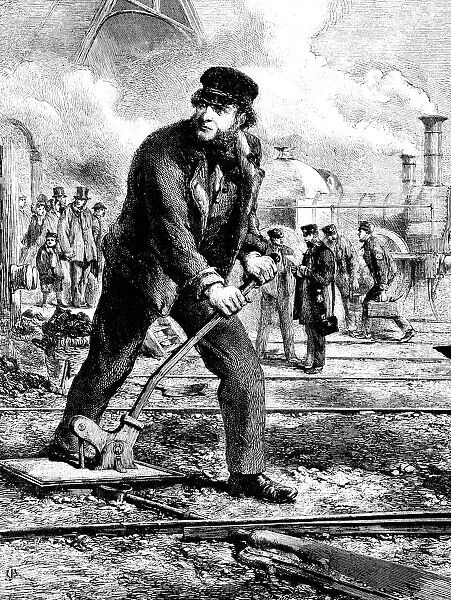 A Belgian railway pointsman, engraving 1886