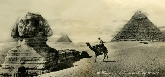 Framed Print : Cairo - Sphinx and Pyramids Print, c1918-c1939
