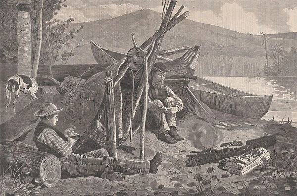 Camping Out in Adirondacks (Harpers Weekly, Vol. XVIII), November 7, 1874. Creator: W. H