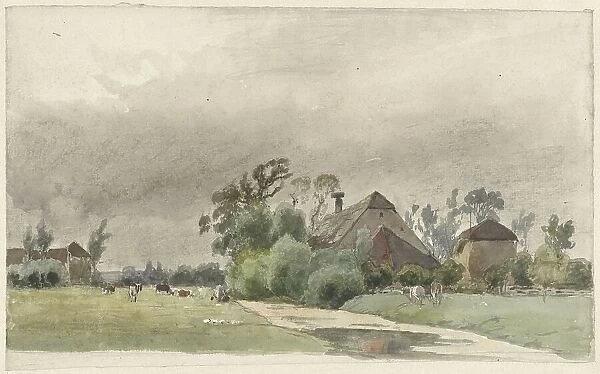 Canal near a farm, 1845-1925. Creator: Julius Jacobus van de Sande Bakhuyzen
