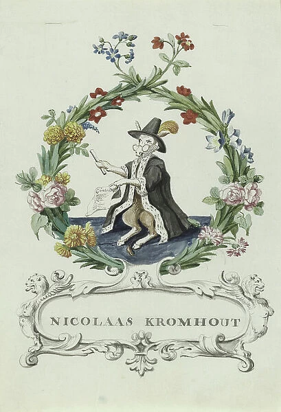 Cartoon of Nicolaas Kromhout, 1710-1720. Creator: Anon