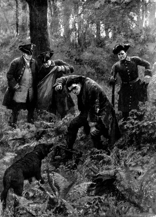 Framed Print : Caught! Print, 1898 - Poacher trapped by a snare Framed Print : Caught! Print, 1898 - Poacher trapped by a snare