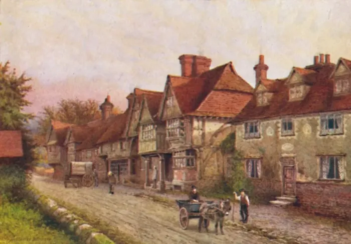 Framed Print : Chiddingstone Village Print, Kent, 1907 Framed Print : Chiddingstone Village Print, Kent, 1907