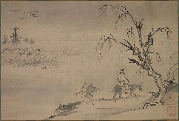 Chinese Literatus in an Autumn Landscape, late 1400s. Creator: Josui S?en (Japanese, active c