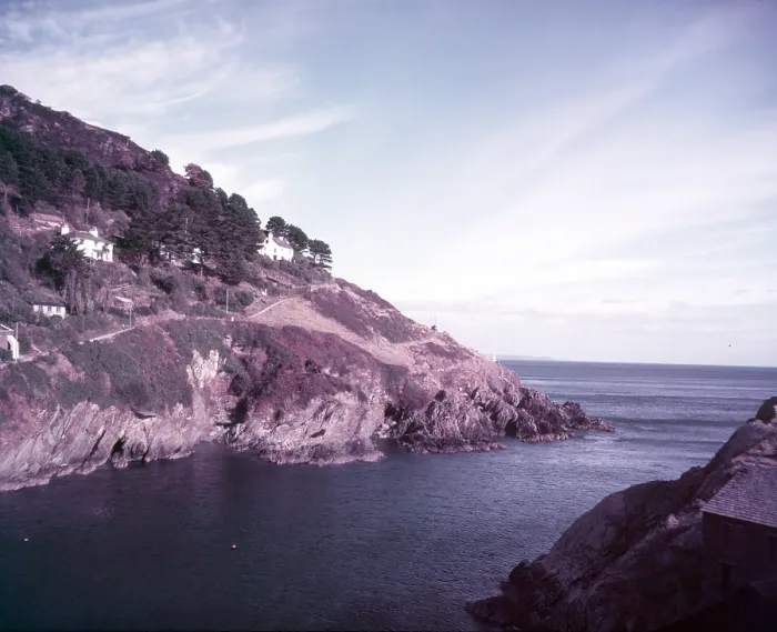 Framed Print : Cliffs at Polperro Print, c1955 Framed Print : Cliffs at Polperro Print, c1955