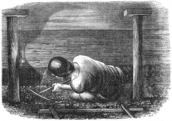 Coal miner working a narrow seam, c1864
