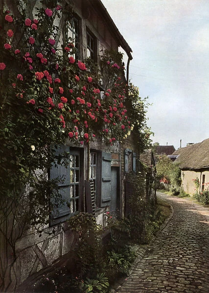 A cobbled street in Gerberoy, France, 1938