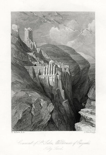 The Convent of St Saba, Wilderness of Engadi, Holy Land, 19th century. Artist: J Horsburgh