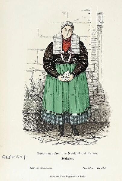 Costume Plate (Bauernmädchen aus Neuland bei Neisse, Schlesien), 19th century. Creator: Unknown