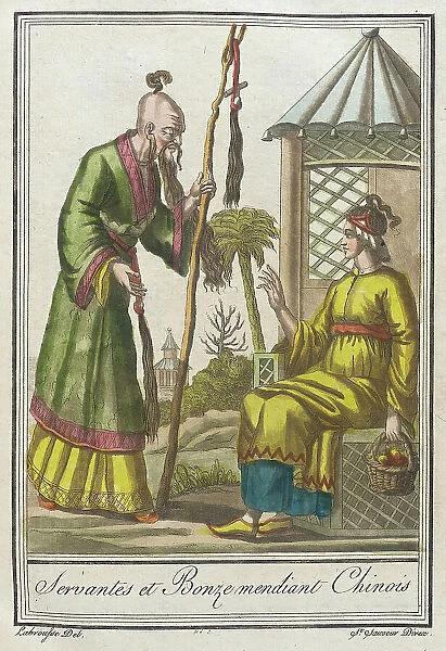 Costumes de Différents Pays, Servantes et Bonze Mendiant Chinois, c1797. Creators: Jacques Grasset de Saint-Sauveur, LF Labrousse