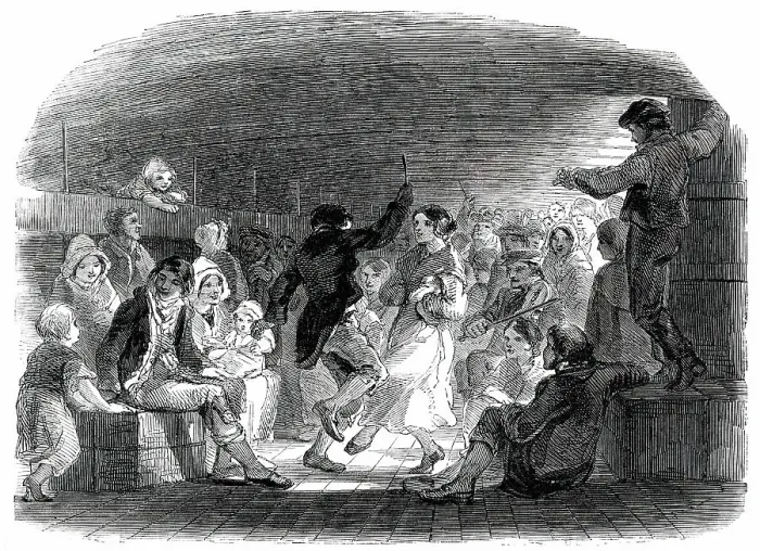 Framed Print : Emigrants Dancing between Decks, 1850 Print Framed Print : Emigrants Dancing between Decks, 1850 Print