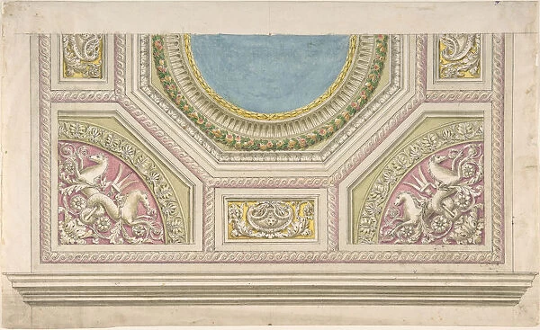 Design for a Decorated Ceiling, 19th century. Creator: Anon