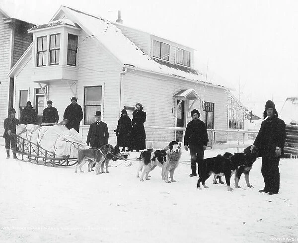 Dog team and Dr. Sutherland's party ready to leave Fairbanks for Kantishna, between c1900 and 1927. Creator: Unknown