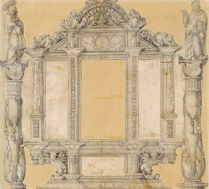 Framed Print : Print of Draft for the St. Martin Altar Retable Framework