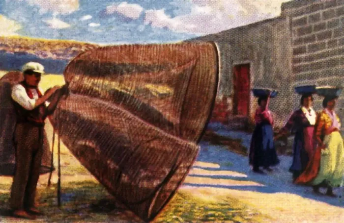 Framed Print : Drying Nets Print, c1928 Framed Print : Drying Nets Print, c1928
